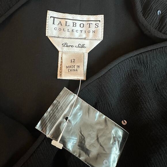 Talbots Black Silk Beaded Sequin Tiered Skirt NWT- 12 - Picture 3 of 10